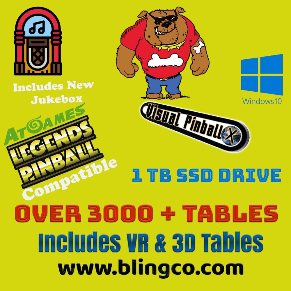 Virtual Pinball 3000 Titles! 1TB SSD! ALP Compatible W/ AtGames Legends Pinball